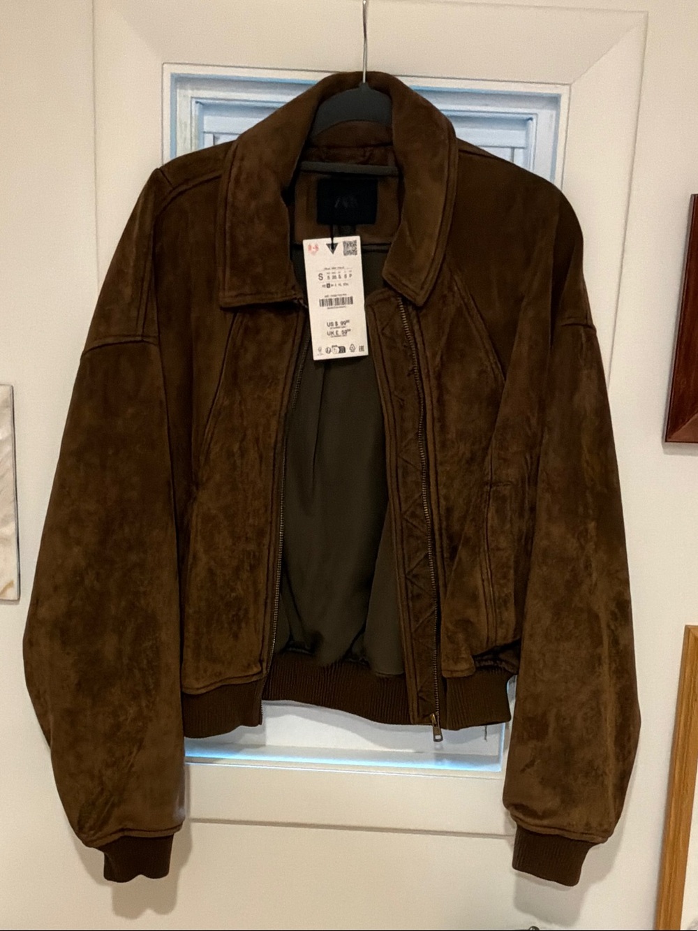 Men's Brown Suede Bomber Jacket - Zara